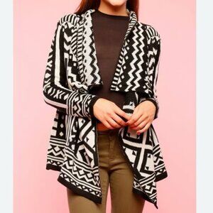 Anthropologie Staring at Stars Aztec Black & Cream Cardigan Sweater